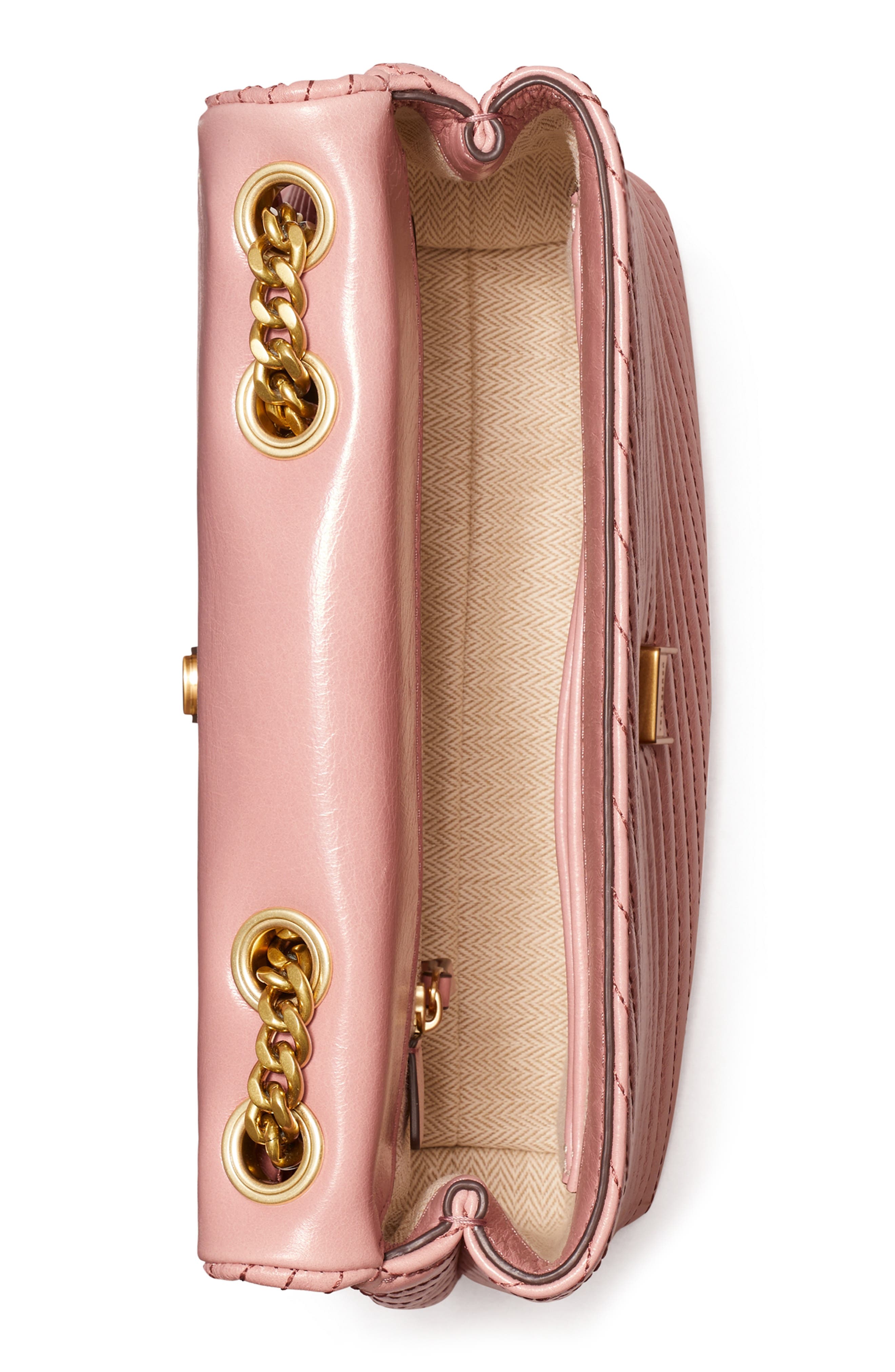 Tory Burch Small Kira Moto Quilted Convertible Shoulder Bag, Alternate, color, 