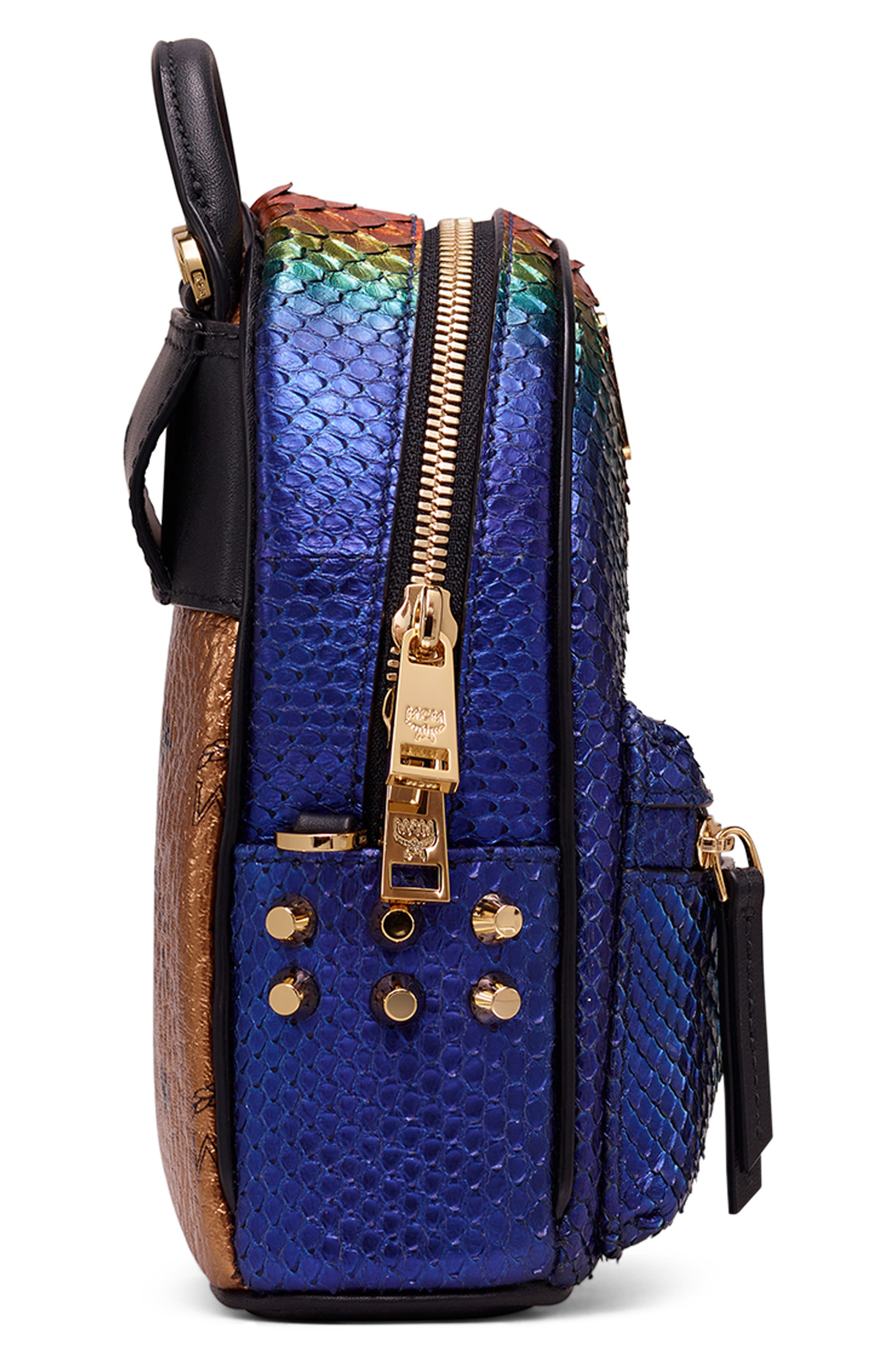 MCM Ombré Genuine Python & Leather Mini Crossbody Bag, Alternate, color, 