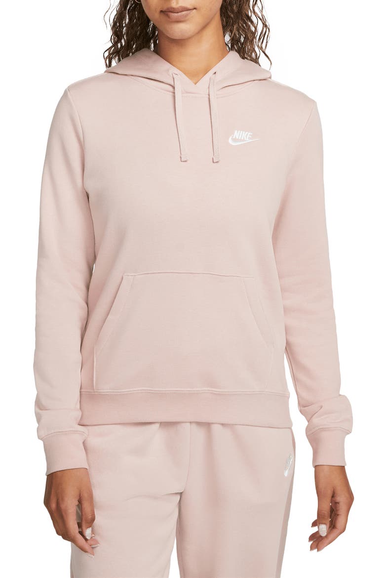 Sportswear Club Fleece Hoodie, Main, color, PINK OXFORD/ WHITE