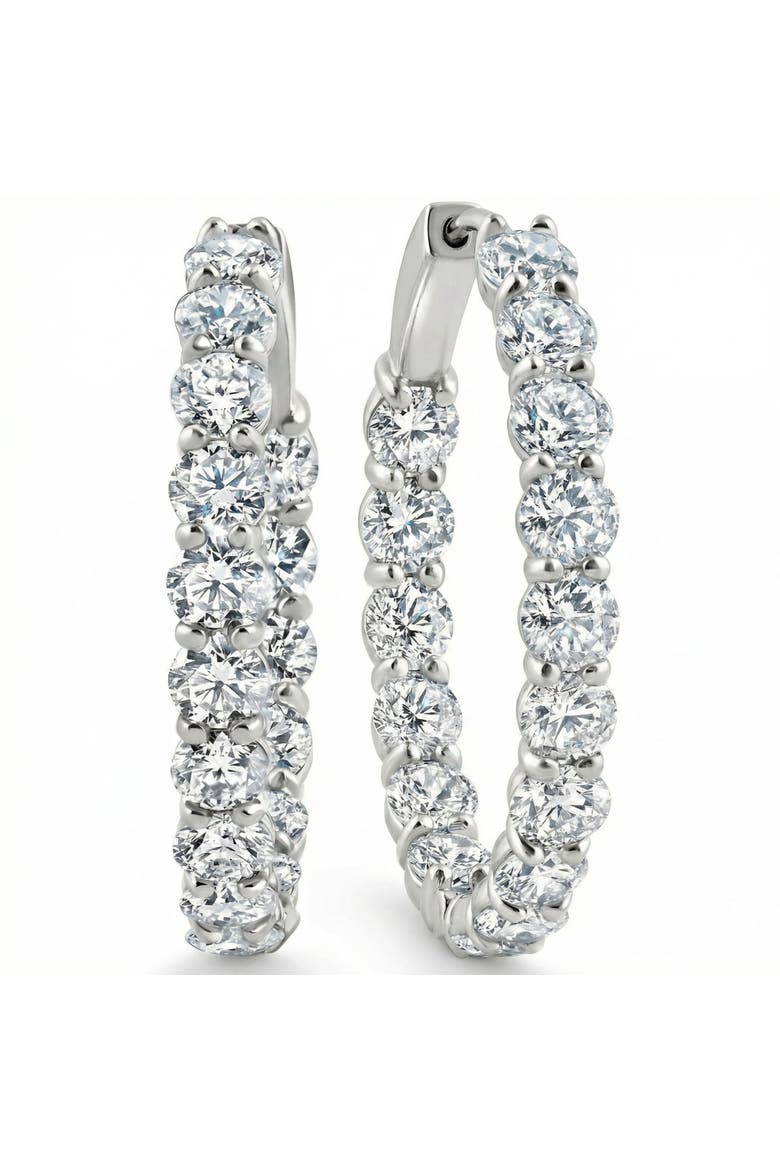 5 1/2Ct Diamond Inside Outside Hoops 14 Gold Earrings Lab Grown 1" Tall, Main, color, 14k Yellow Gold