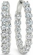 Bliss Diamond 5 1/2Ct Diamond Inside Outside Hoops 14 Gold Earrings Lab Grown 1" Tall
