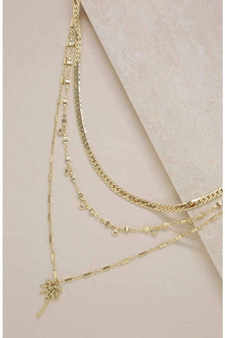 Palm Pendant Multistrand Necklace, Alternate, color, GOLD