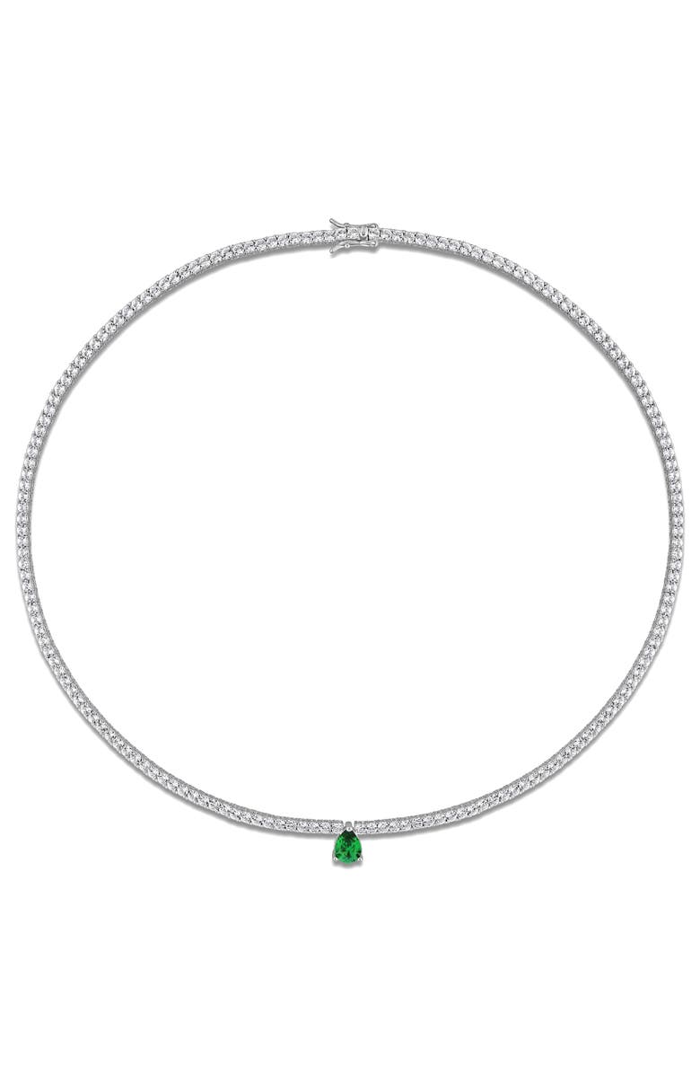 Julianna B. Created Emerald & White Sapphire Station Tennis Necklace, Alternate, color, Created Emerald