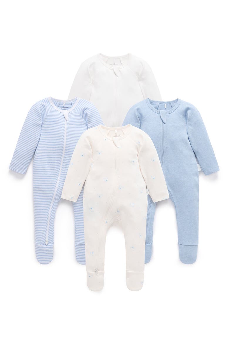 4 Pack Zip Footie Boys, Main, color, Pale Blue Bear Pack