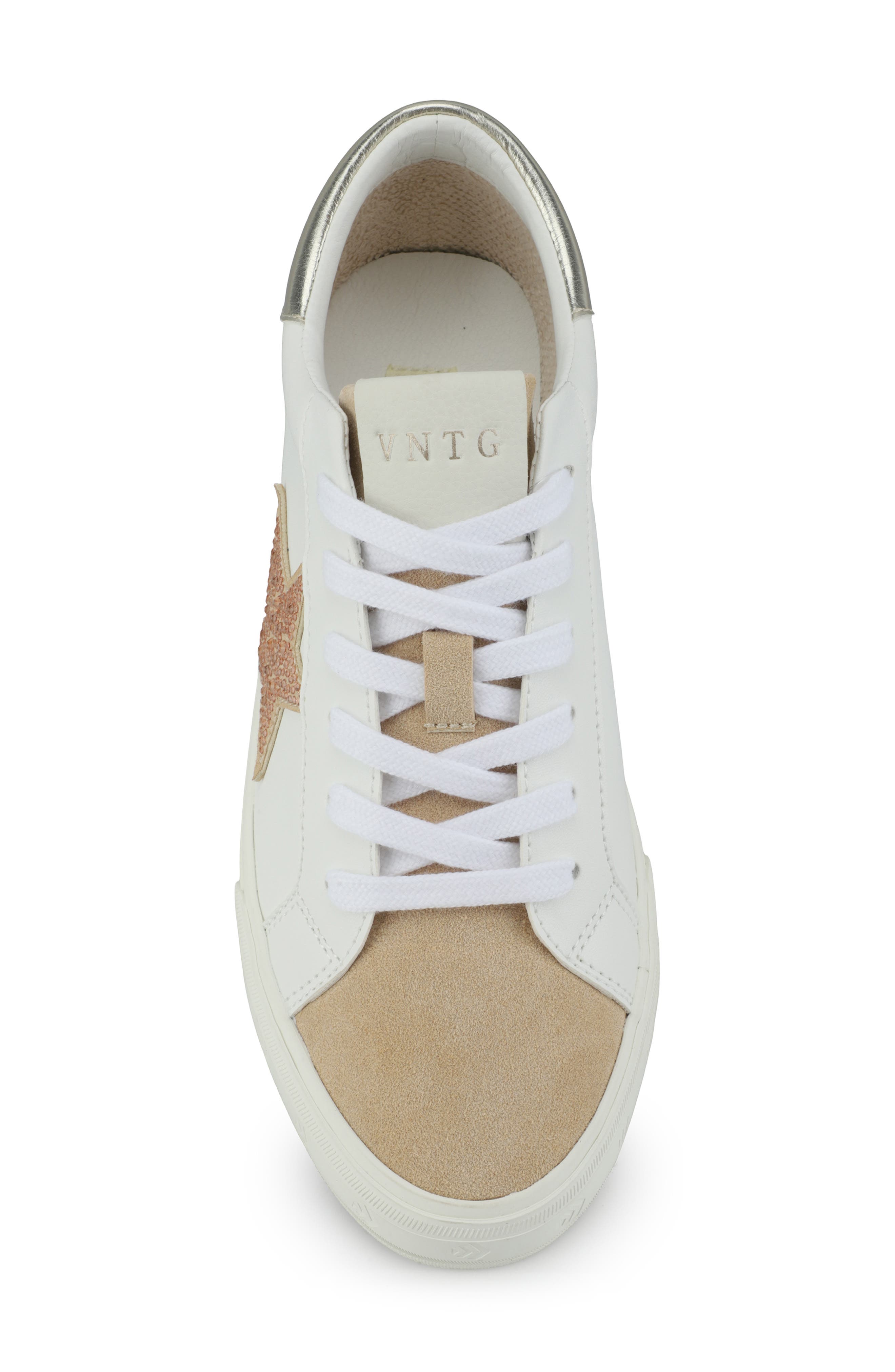 Star Sneaker, Alternate, color, WHITE/ TAUPE/ RHINESTONES