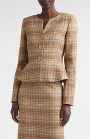 ST. JOHN Margaret Gilded Tweed Peplum Jacket