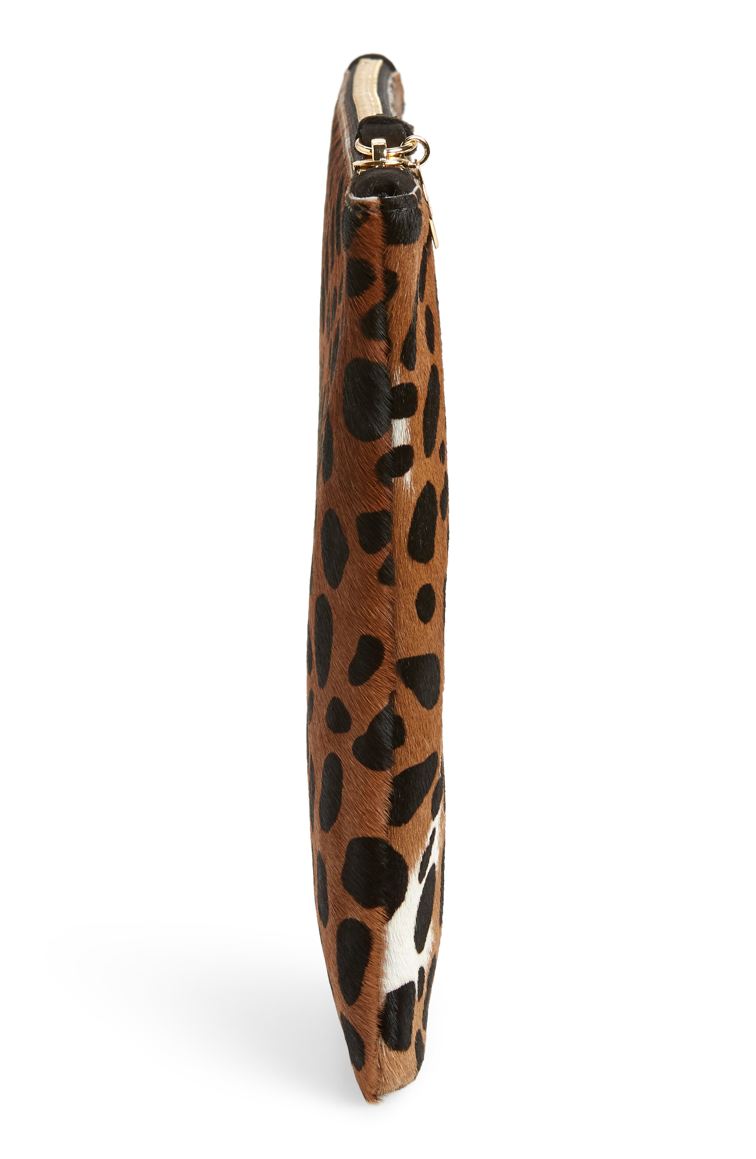Clare V. Leopard Print Genuine Calf Hair Clutch, Alternate, color, 