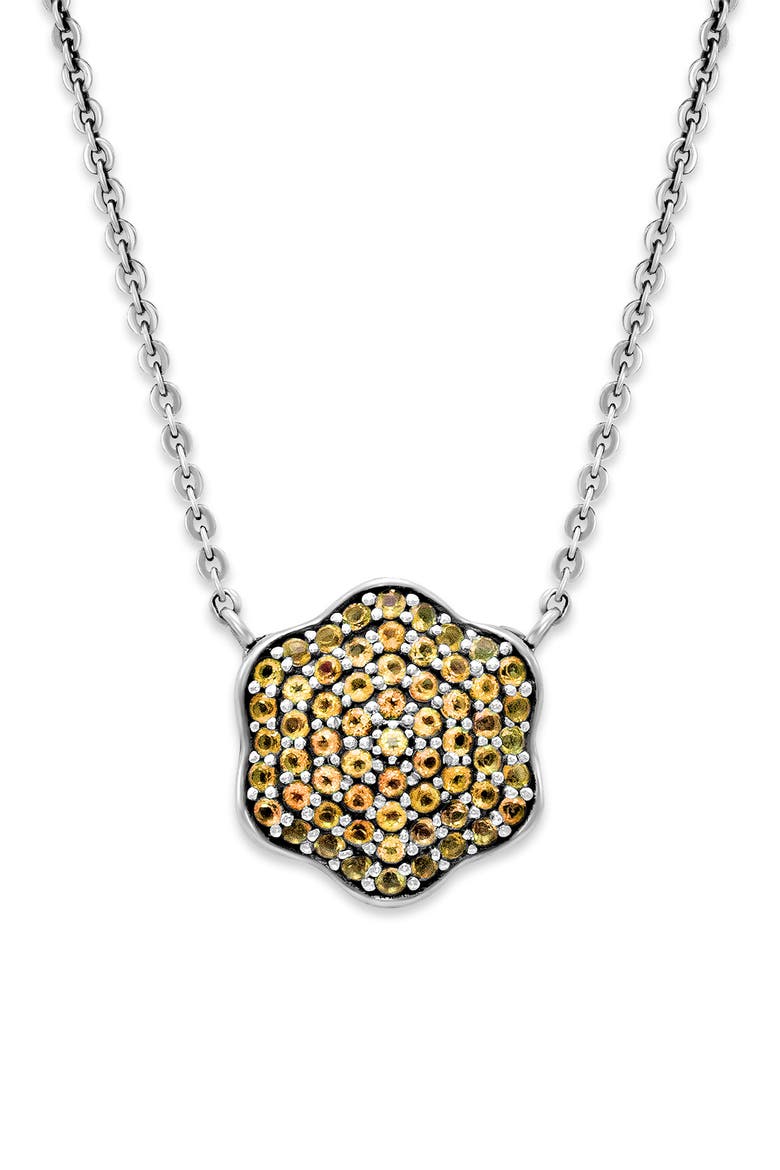 Sterling Silver Pavé Clover Pendant Necklace, Main, color, YELLOW