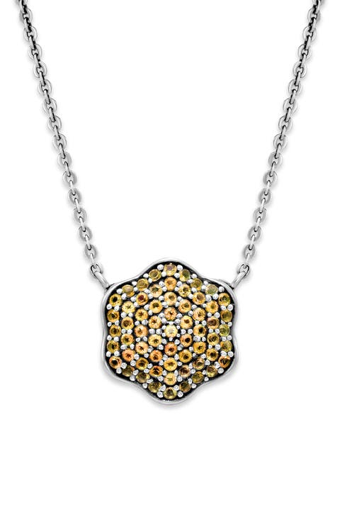 Sterling Silver Pavé Clover Pendant Necklace