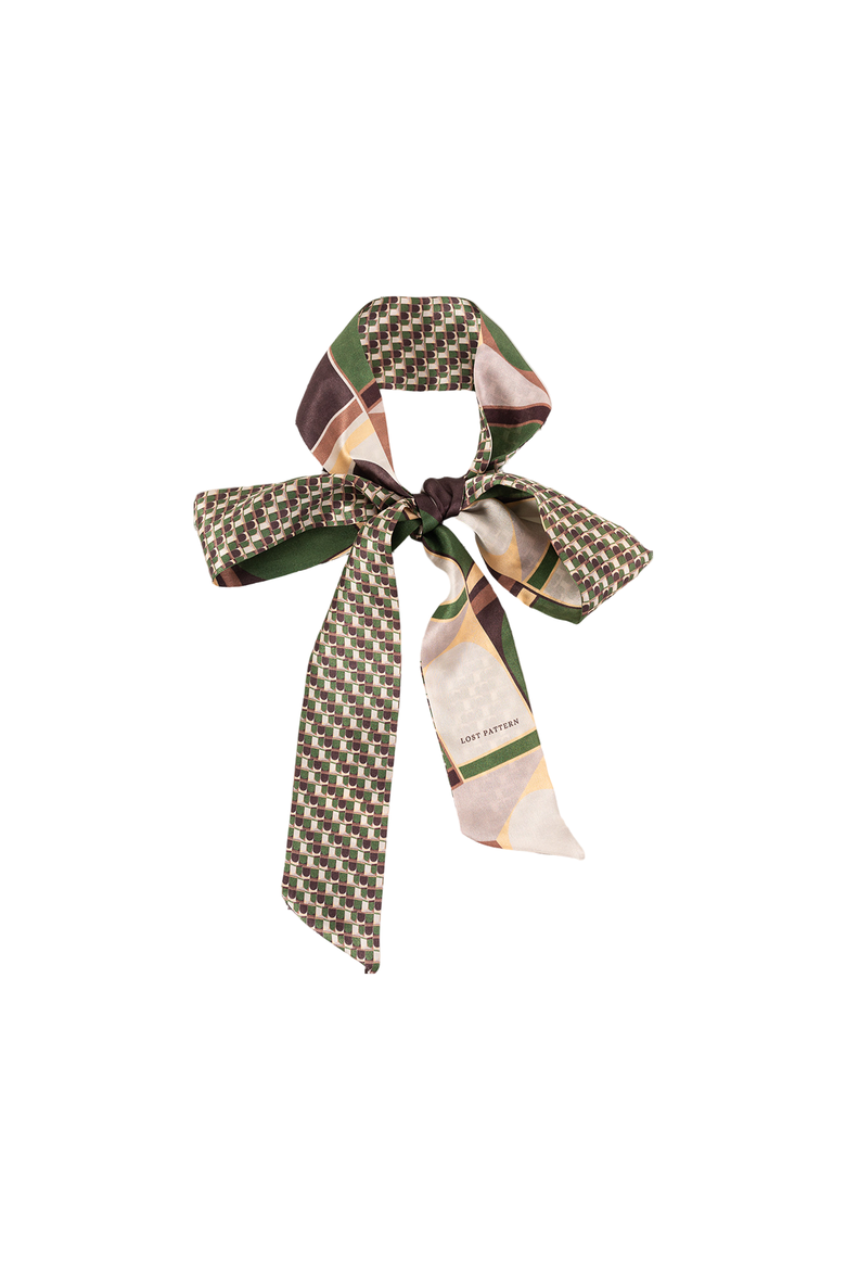 MODULAR SILK SKINNY SCARF, Main, color, Green
