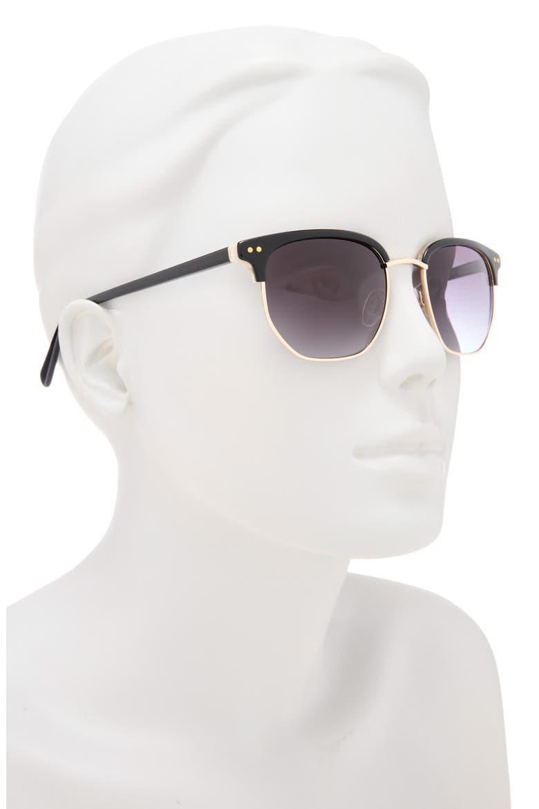 51mm Gradient Half Rim Square Sunglasses, Alternate, color, BLACK