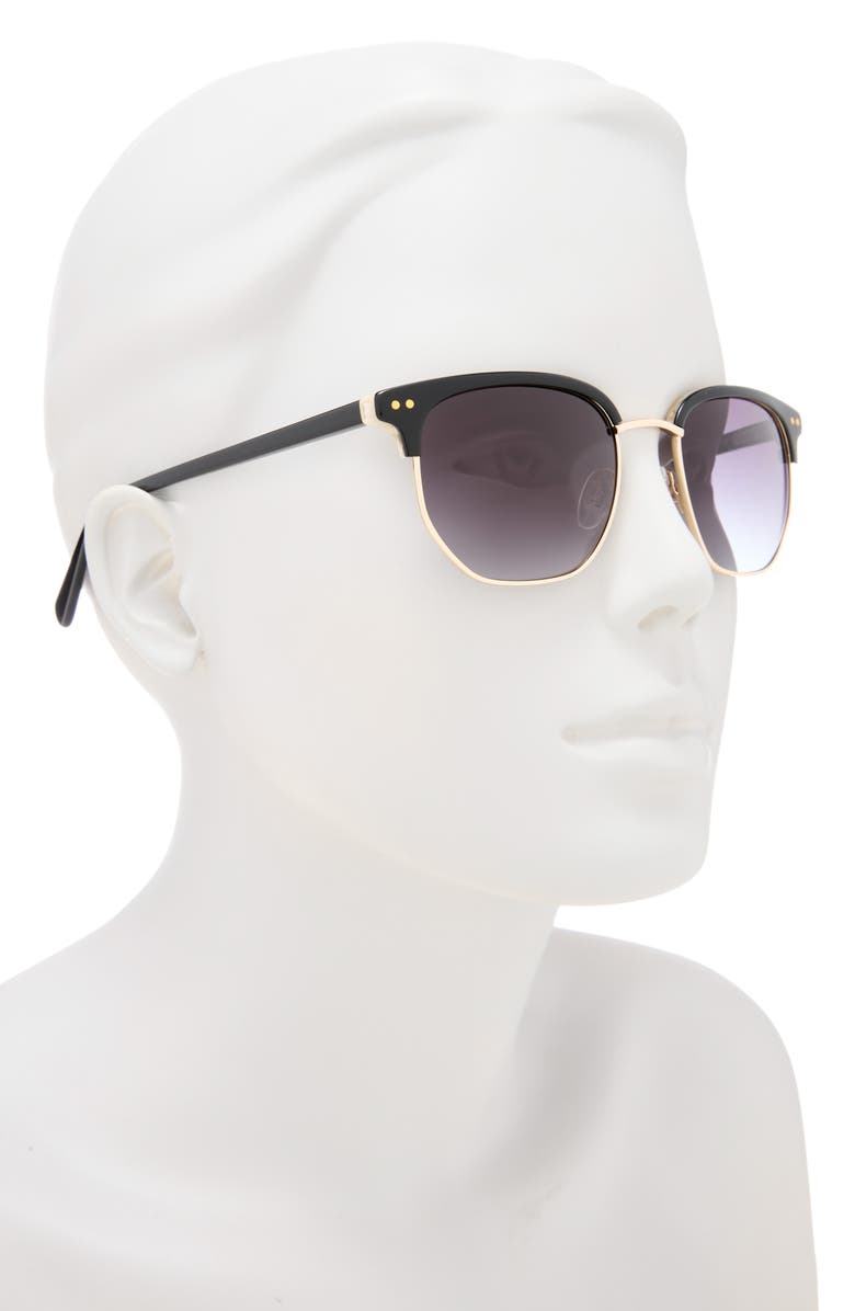 Ted Baker 51mm Gradient Half Rim Square Sunglasses, Alternate, color, Black