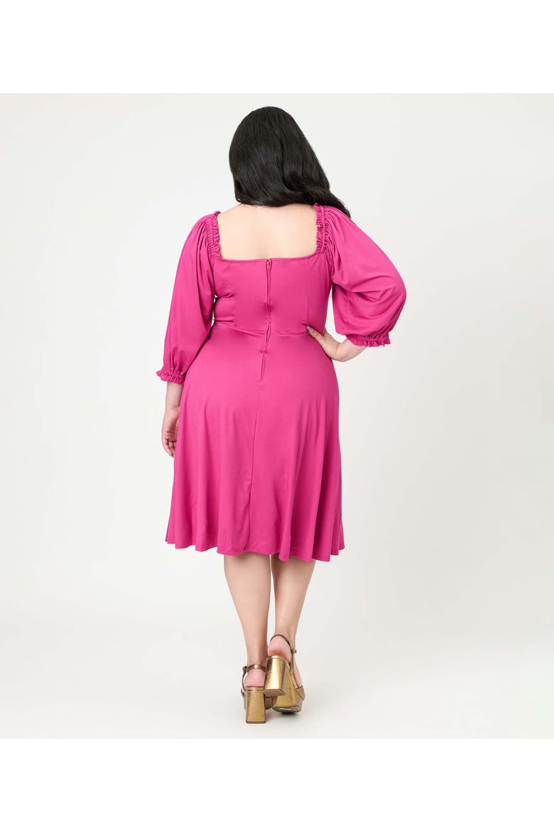 Plus Size Peasant Sleeve Swing Dress, Alternate, color, Pink Solid