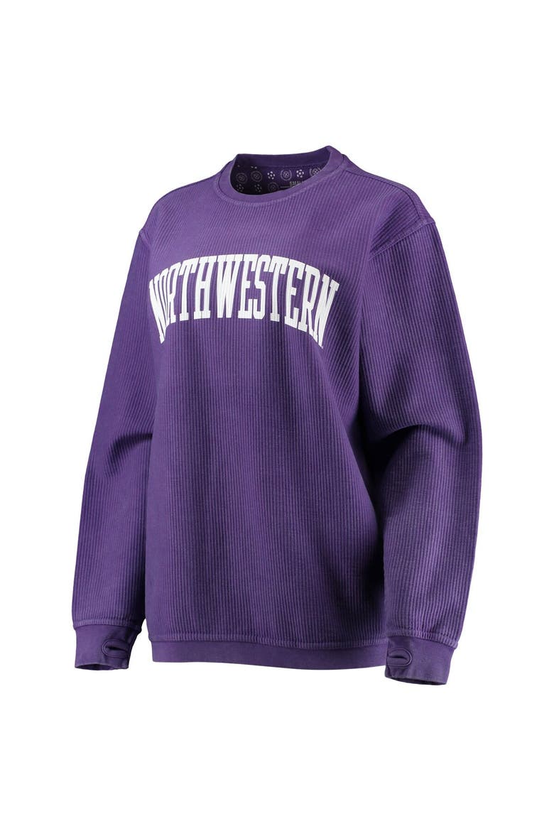 Women's Pressbox Purple Northwestern Wildcats Comfy Cord Vintage Wash Basic Arch Pullover Sweatshirt, Alternate, color, Purple