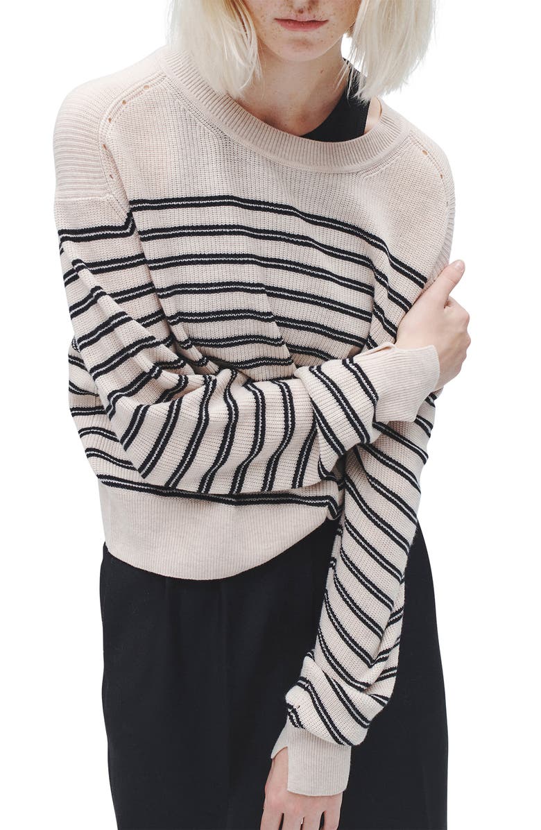 rag & bone Bree Stripe Rib Crewneck Sweater, Main, color, 