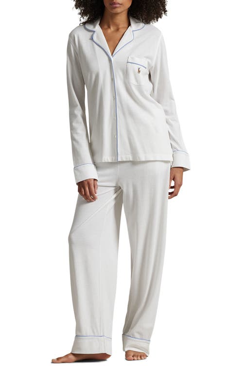 Polo Ralph Lauren Striped Seersucker Long-sleeve Pj Set In White Cloud In White Cloud