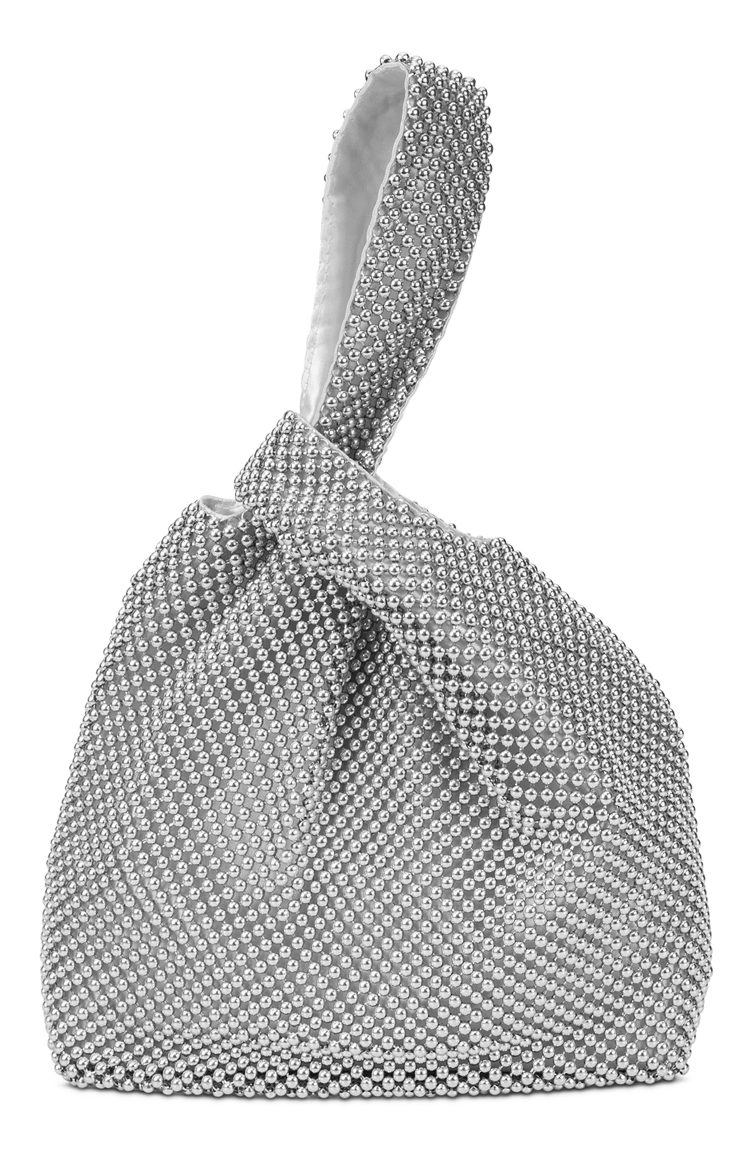 Jessica McClintock Logan Beaded Handbag, Alternate, color, Dark Silver