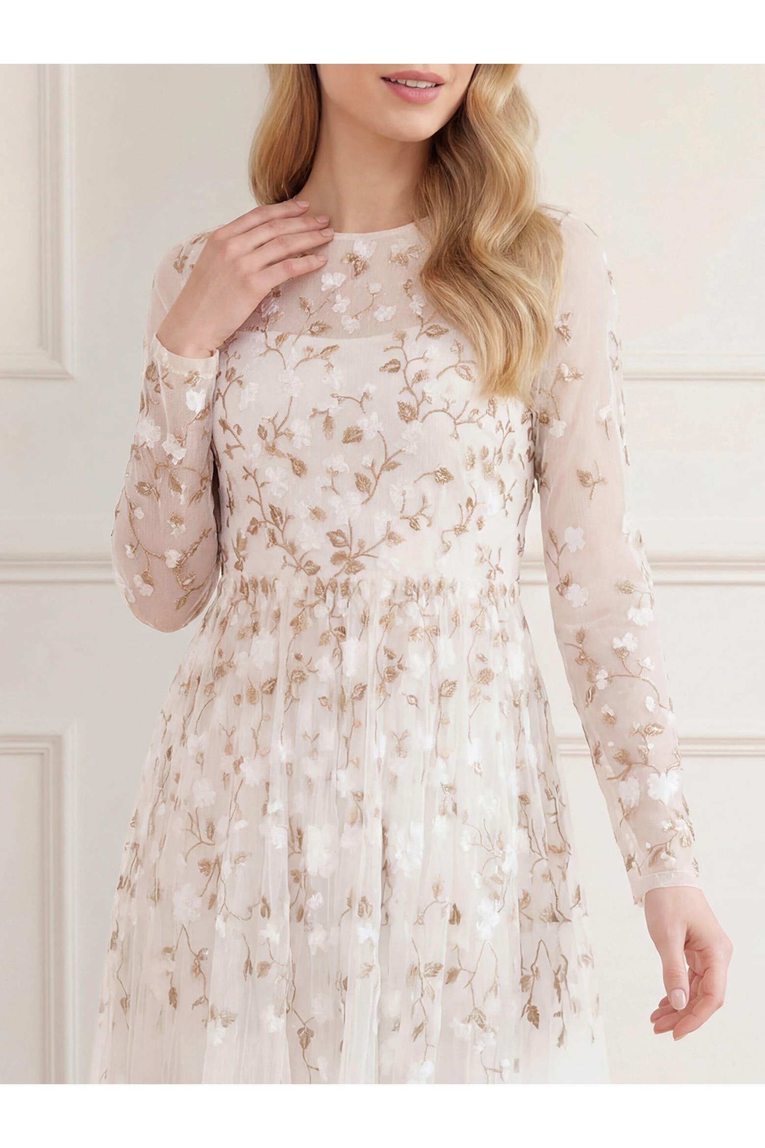 Thrailing Needle & Thread Trailing Roses Long Sleeve Maxi Gown (Women) | Nordstrom