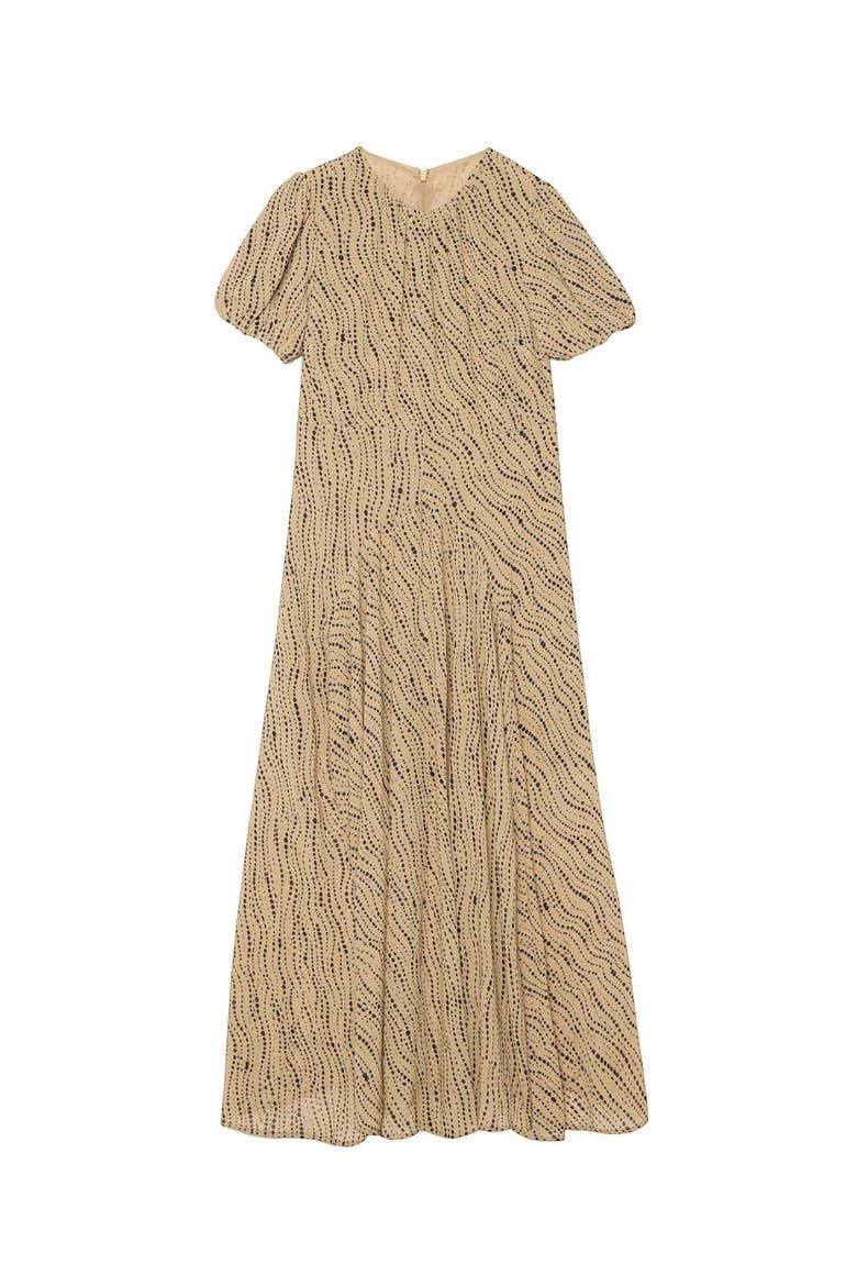 Puff Sleeve Printed Maxi Dress, Alternate, color, Natural