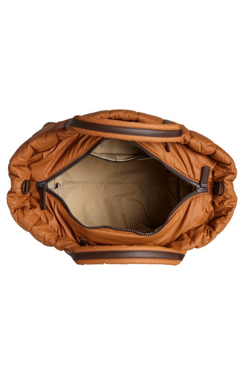 Veecollective Porter Water Repellent Quilted Weekend Bag In Cognac