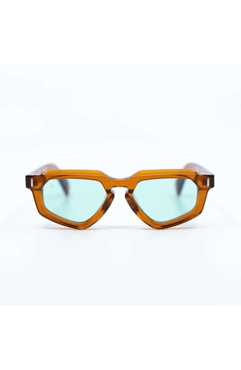 Taxxon Eyewear Avitio Sunglasses with Amber Frame & Aqua Lens, Main, color, Aqua