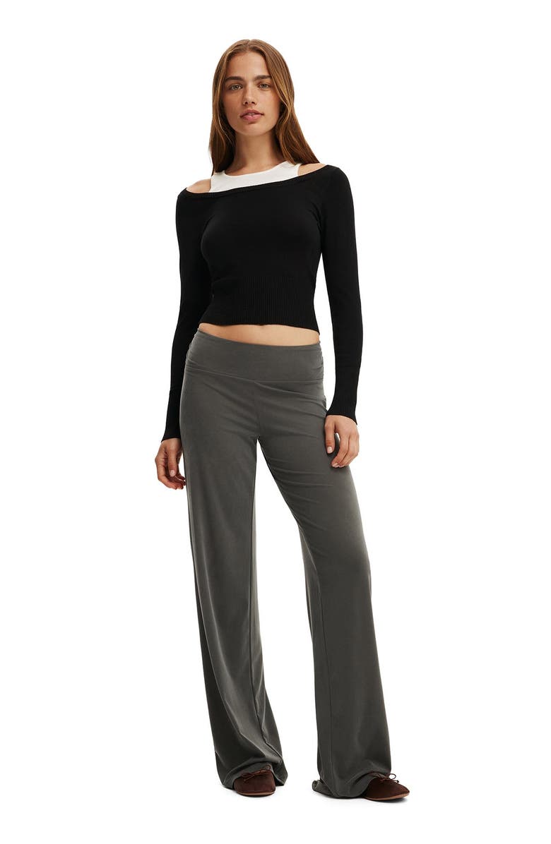 Cotton On Women's Long Sleeve Boatneck Layered Knit, Alternate, color, Black White