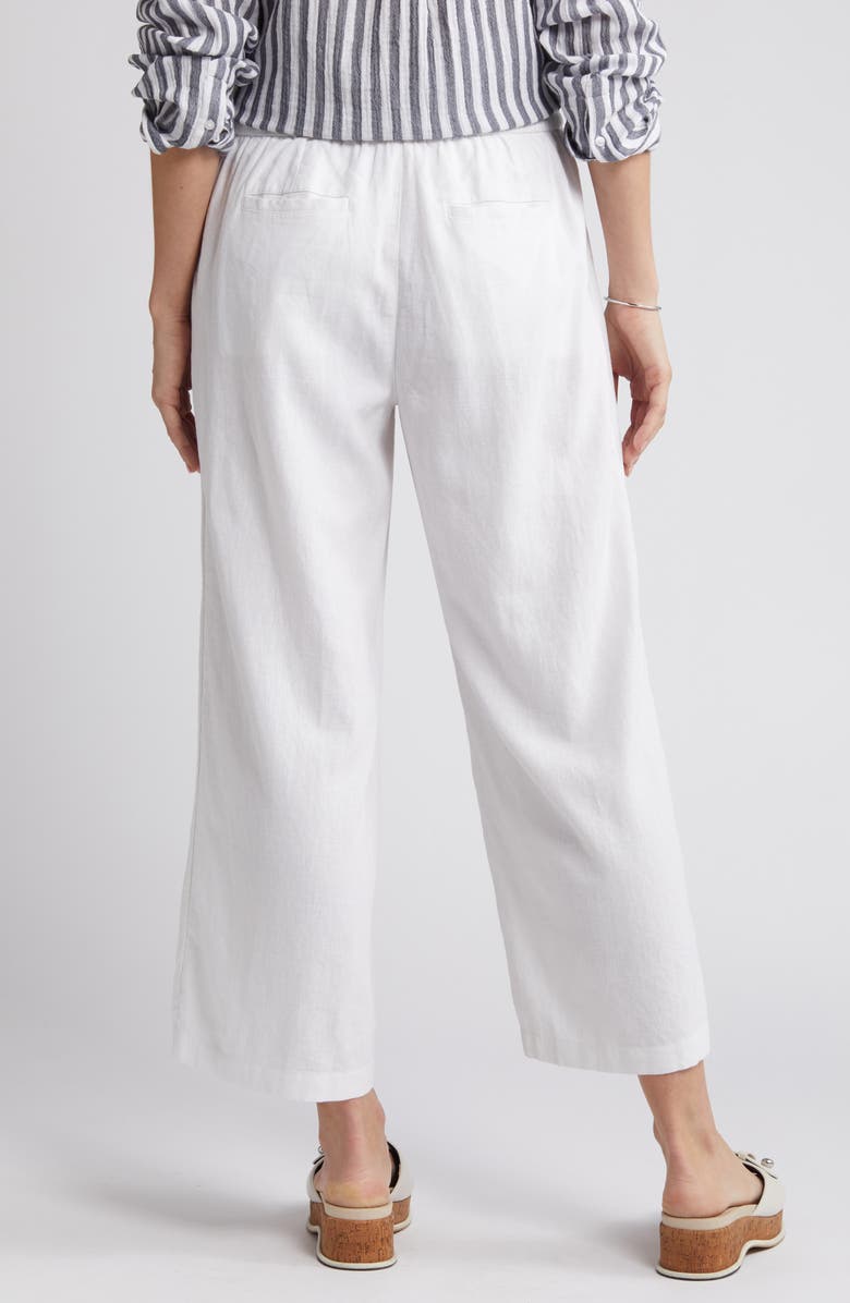 Caslon<sup>®</sup> Drawstring Wide Leg Linen Blend Pants, Alternate, color, White