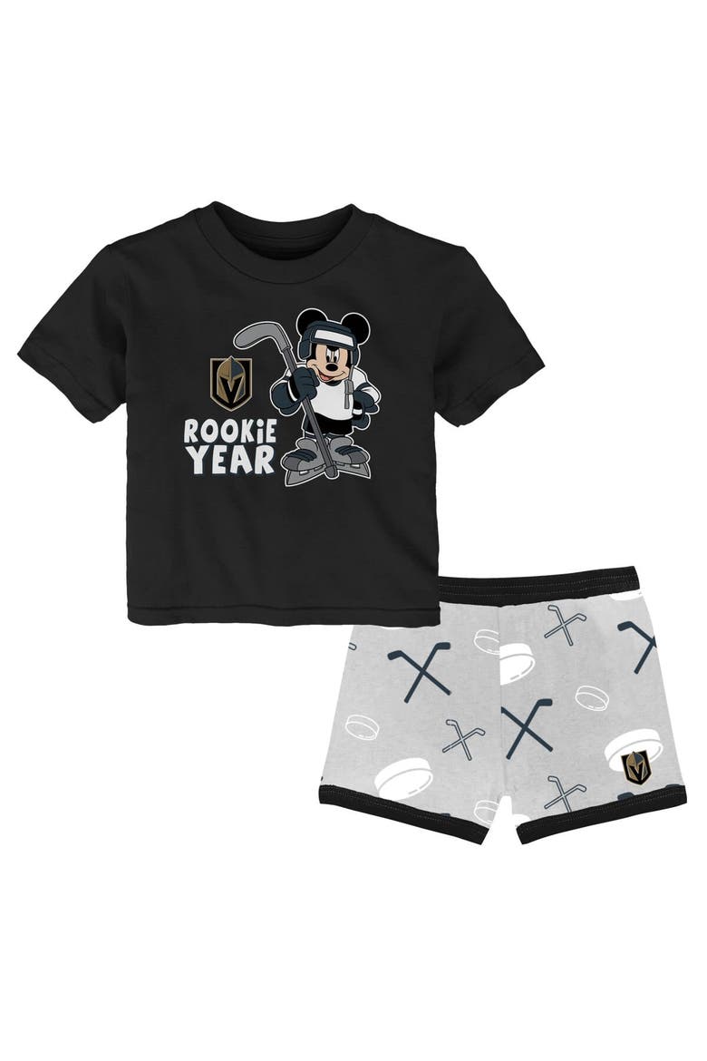 Toddler Vegas Golden Knights Disney Rookie Year T-Shirt & Shorts Set, Main, color, Black