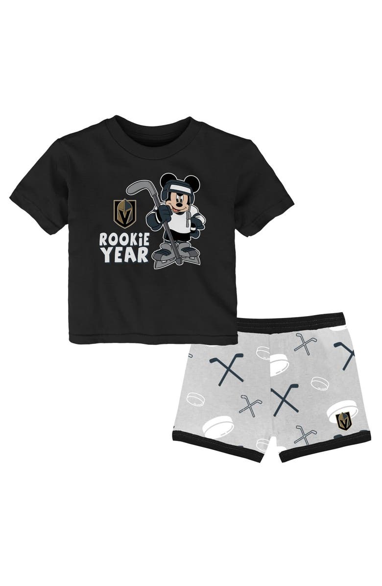 Outerstuff Toddler Vegas Golden Knights Disney Rookie Year T-Shirt & Shorts Set, Main, color, Black