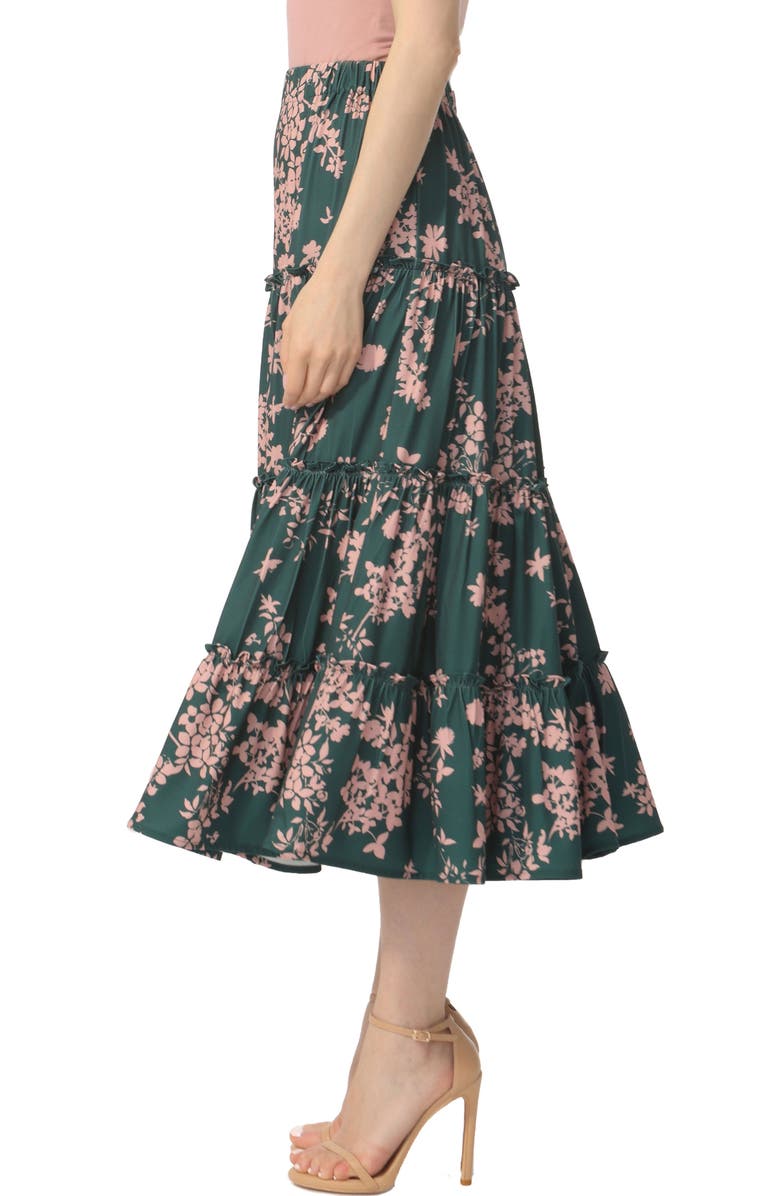 Kimi & Kai Women's Tiered Midi Skirt, Alternate, color, Forest Green