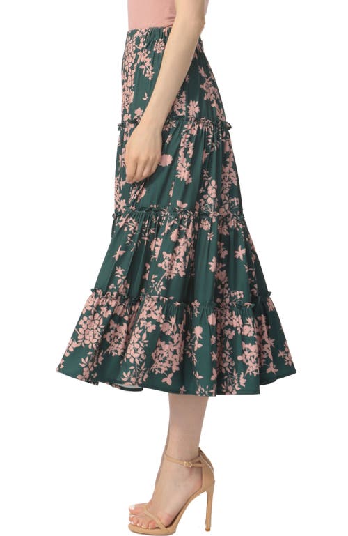 Kimi & Kai Tiered Midi Skirt In Green