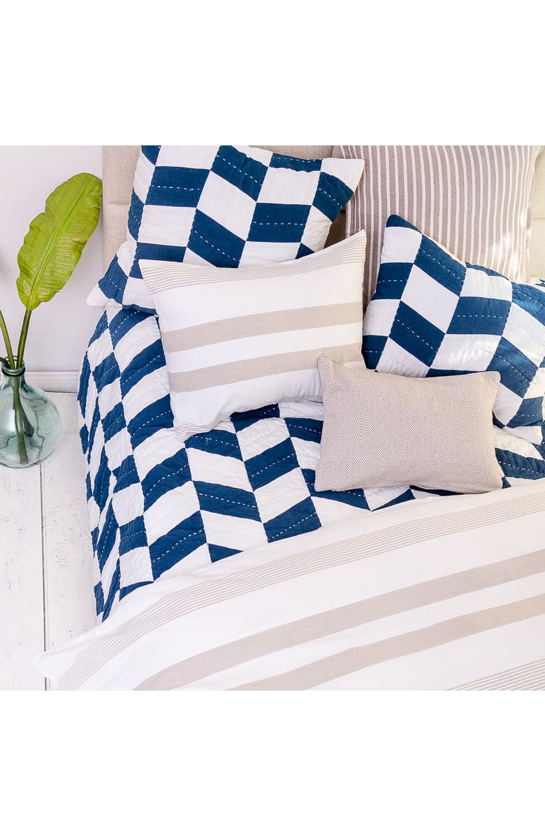 carol & frank Herringbone Patch Indigo Quilt, Alternate, color, Blue