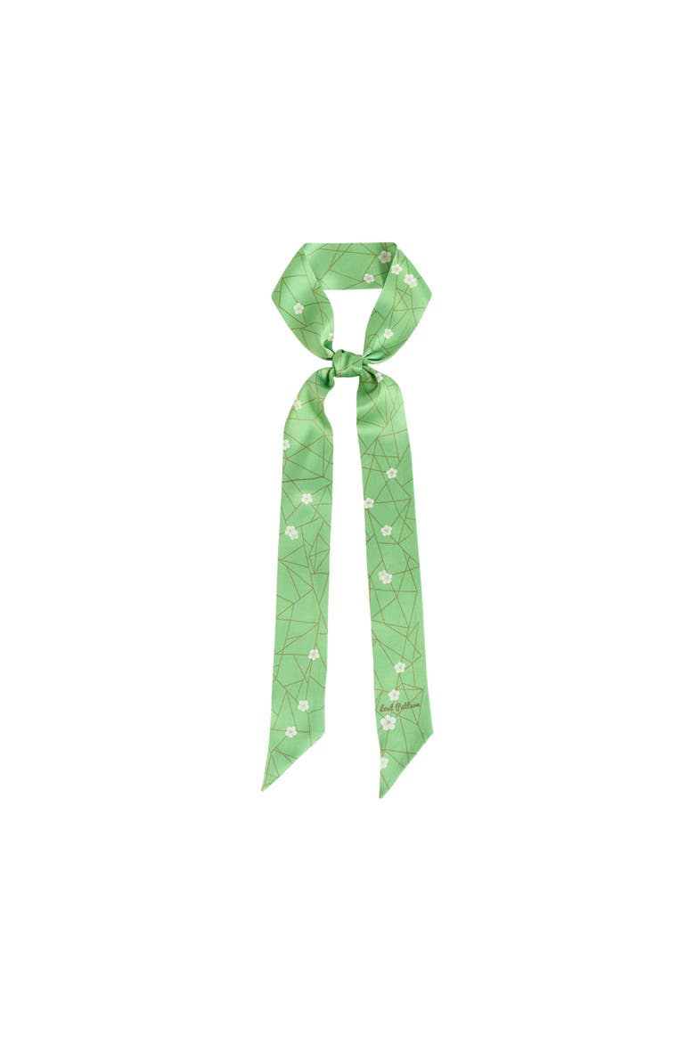 "Almond Blossom" Silk Skinny Scarf, Main, color, Matcha