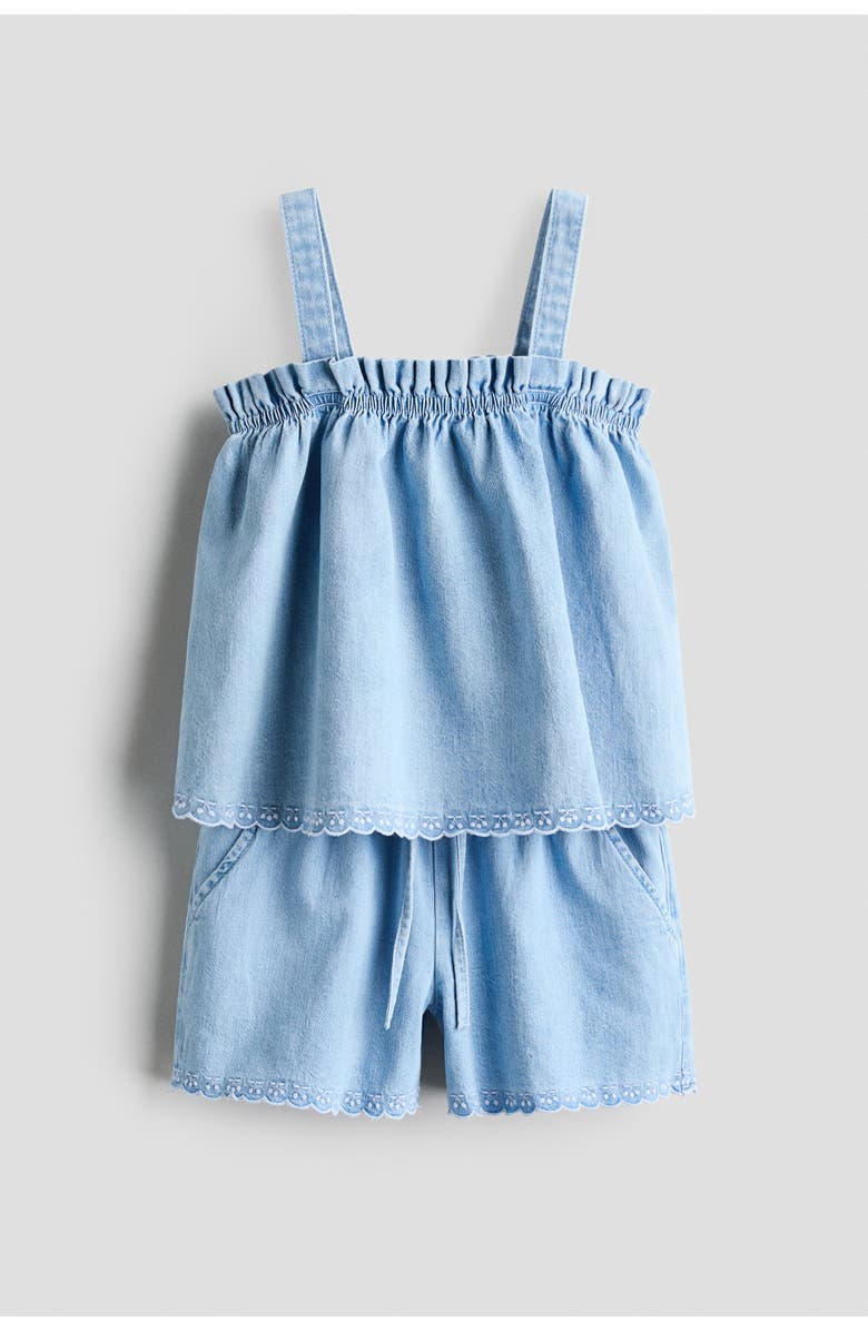H&M 2-piece denim set, Main, color, Light Denim Blue