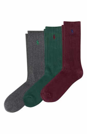 Assorted 3-Pack Ribbed Cotton Blend Crew Socks