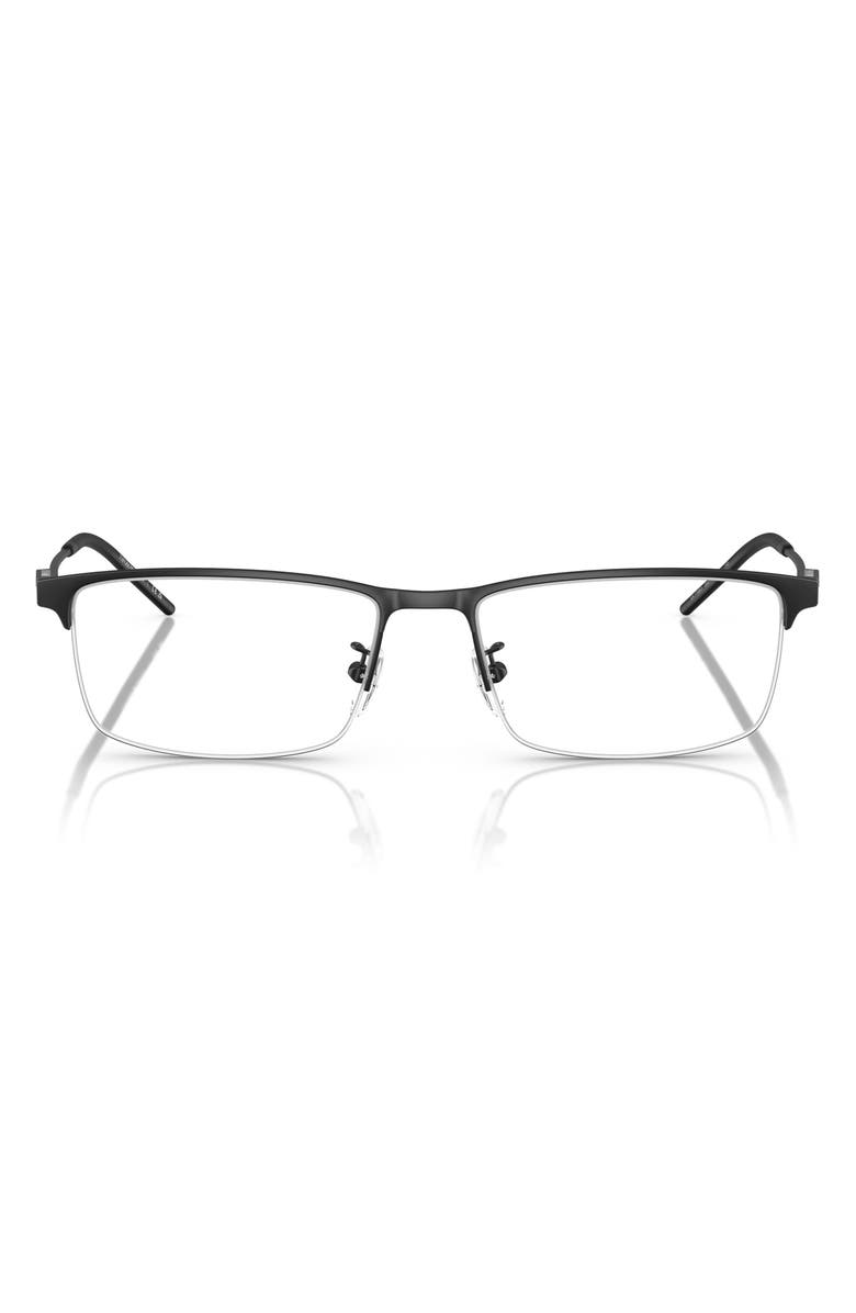 Emporio Armani 57mm Rectangle Optical Glasses, Main, color, Matte Black / Demo Lens