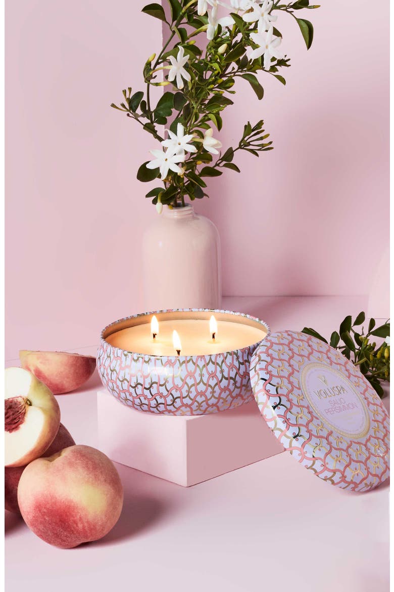 Saijo Persimmon 3-Wick Tin Candle, Alternate, color, SAIJO