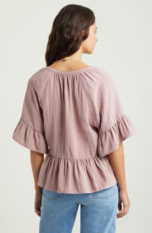 Treasure & Bond Ruffle Peplum Top In Pink Timber