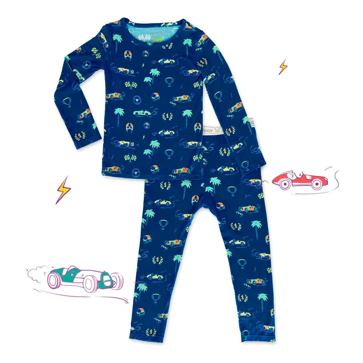 Bellabu Bear Kids' Monaco Blue Set of 2 Piece Pajamas 