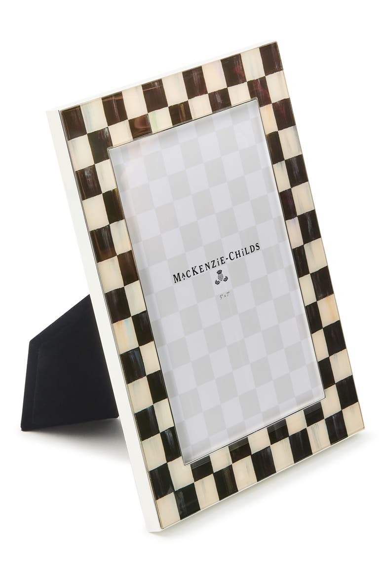 Courtly Check Silver Plate 5 x 7-Inch Picture Frame, Alternate, color, BLACK/ WHITE