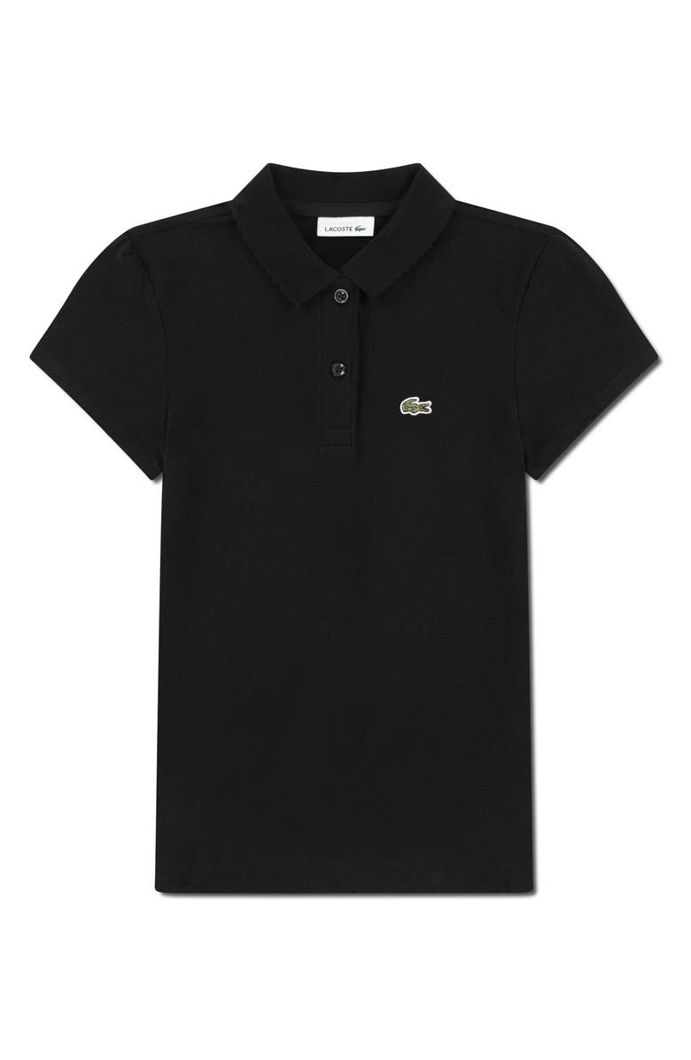 Lacoste Kids' Organic Cotton Piqué Polo, Main, color, Noir