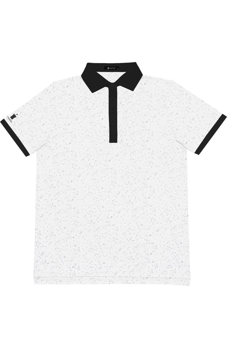 Castle Golf Contrast Trim Performance Polo Shirt, Main, color, White/Black