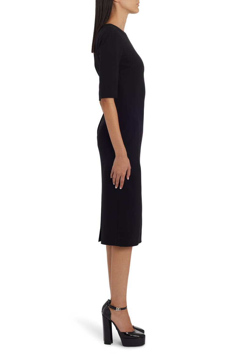 Stretch Wool Midi Dress, Alternate, color, BLACK