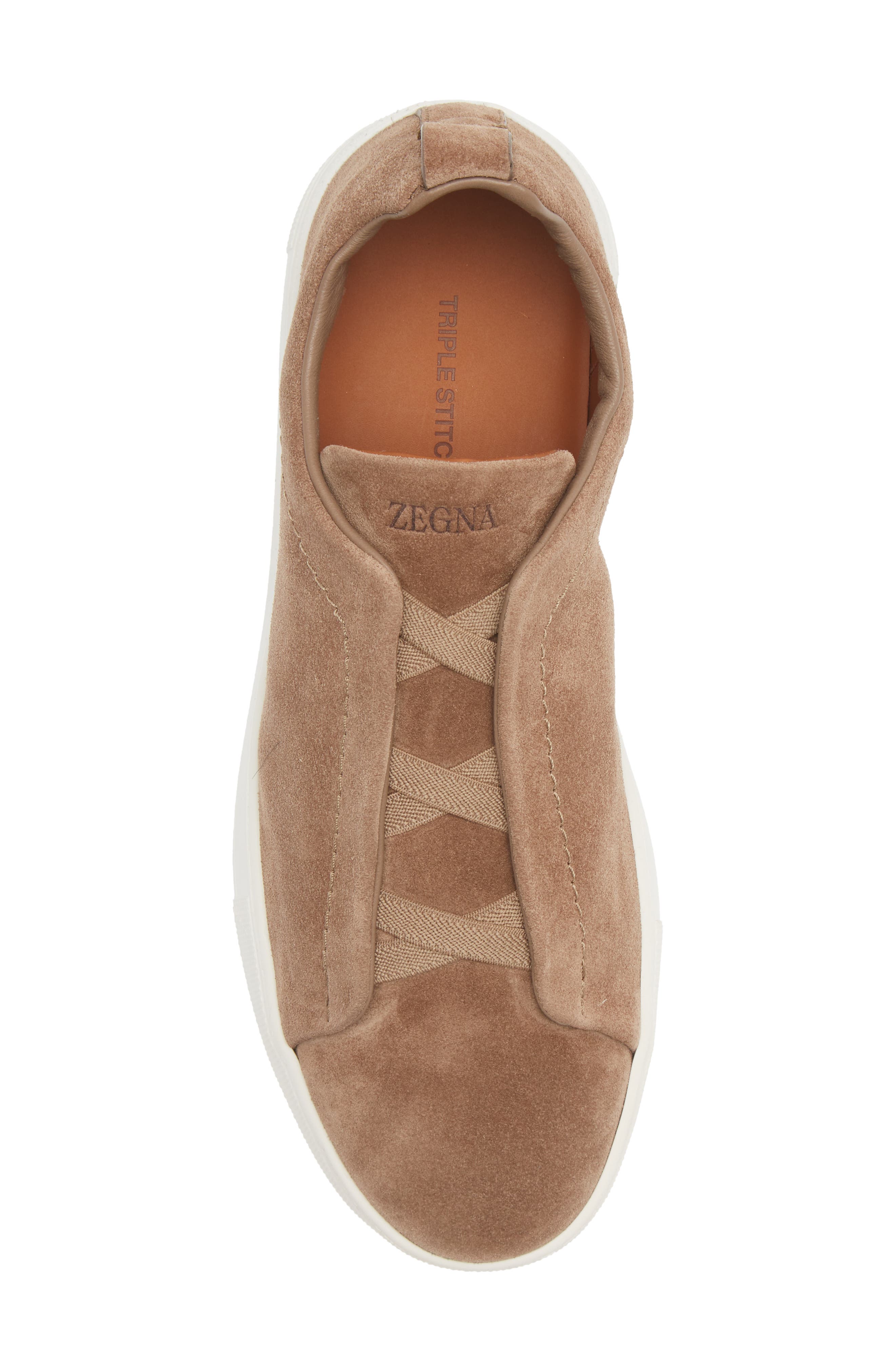 ZEGNA Triple Stitch Suede Slip-On Sneaker, Alternate, color, Cocco