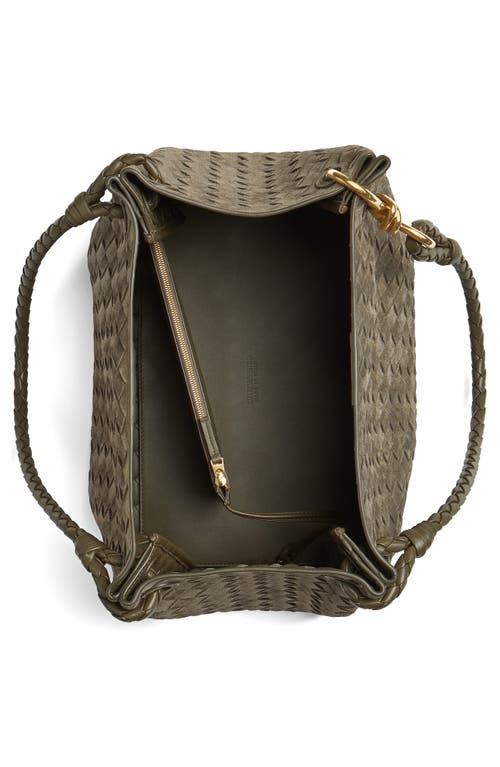 Bottega Veneta Large Parachute Intrecciato Suede Shoulder Bag In Green