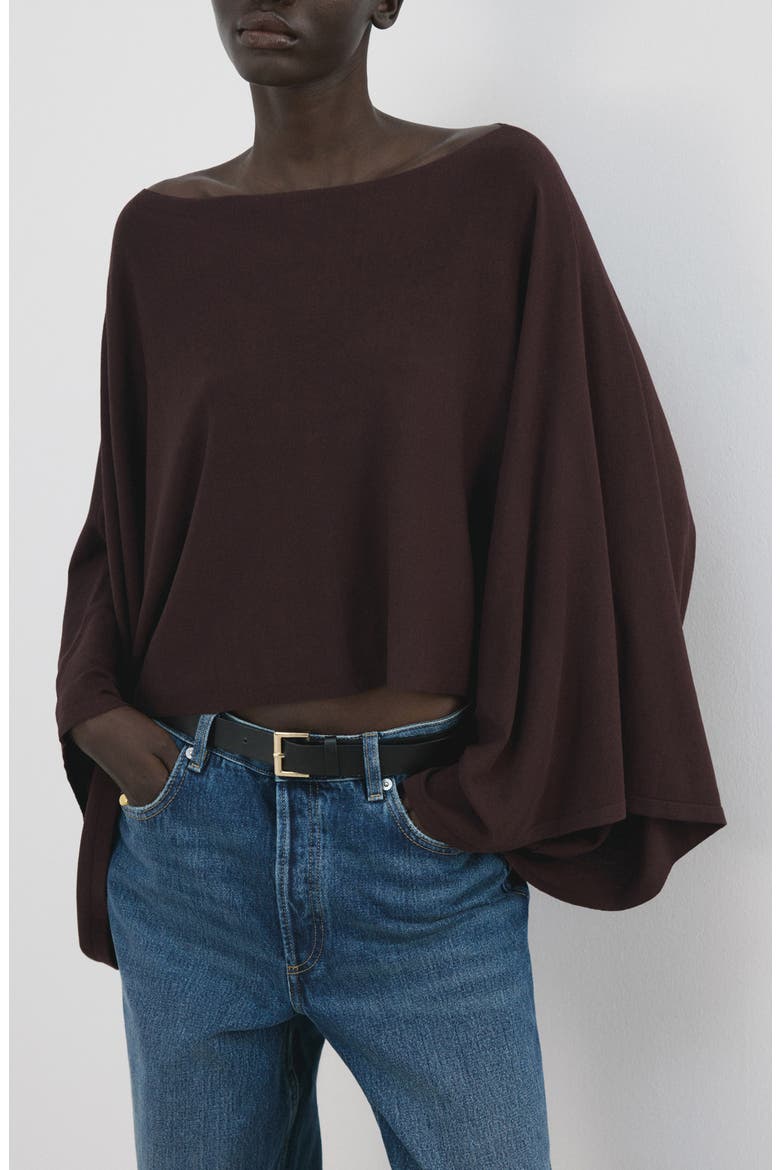 Cape Sleeve Crop Top, Main, color, WINE