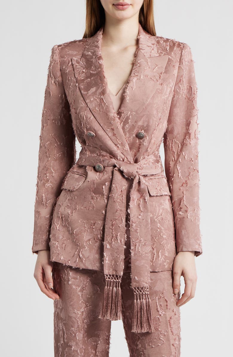 KOBI HALPERIN Nia Floral Jacquard Belted Jacket, Main, color, Ash Rose