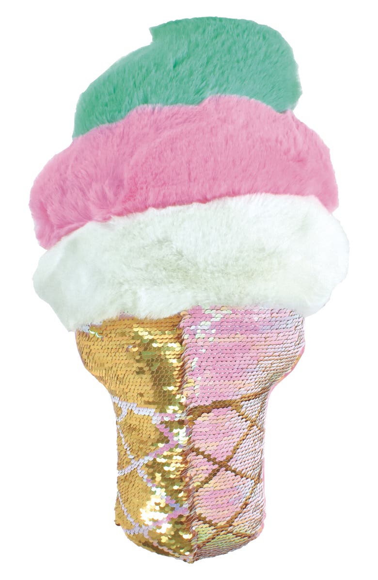 Iscream Ice Cream Cone Reversible Sequin Pillow, Alternate, color,