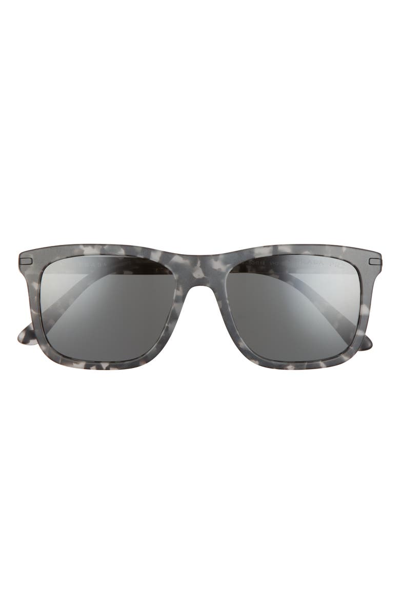 Prada 53mm Polarized Rectangle Sunglasses, Main, color, Matte Dk Grey Tortoise/ Black