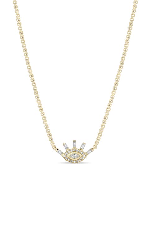 Paris 14k Gold Diamond Eye Pendant Necklace